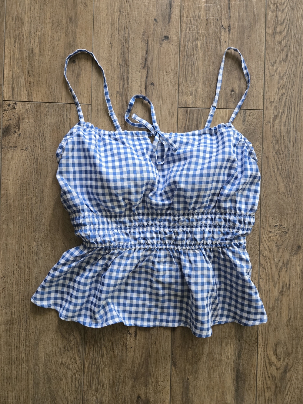 Klassy Network Blue & White Milkmaid Cami Tank Gingham M